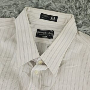 VTG Christopher Hart Big Man Men 2XL XXL White Striped Short Sleeve Button Front